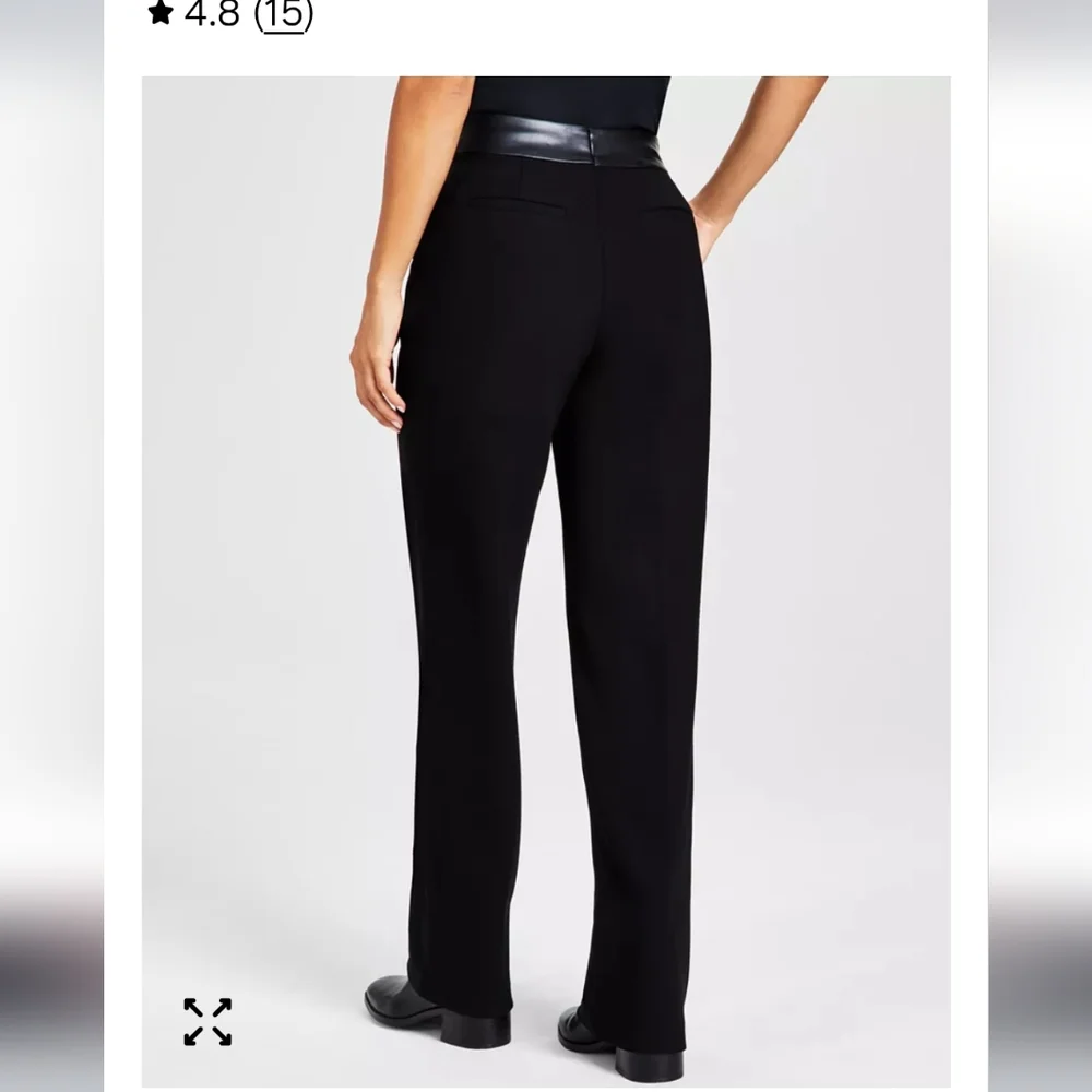 Calvin Klein Black Straight Leg Pant, Trouser, Slack leather band @ Waist 2 - Picture 2 of 9